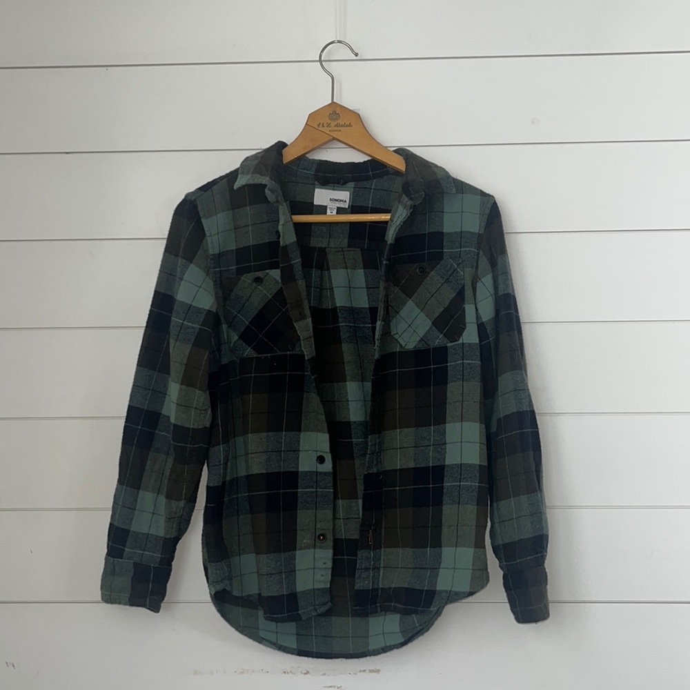 Sonoma Kids green flannel/button down shirt
